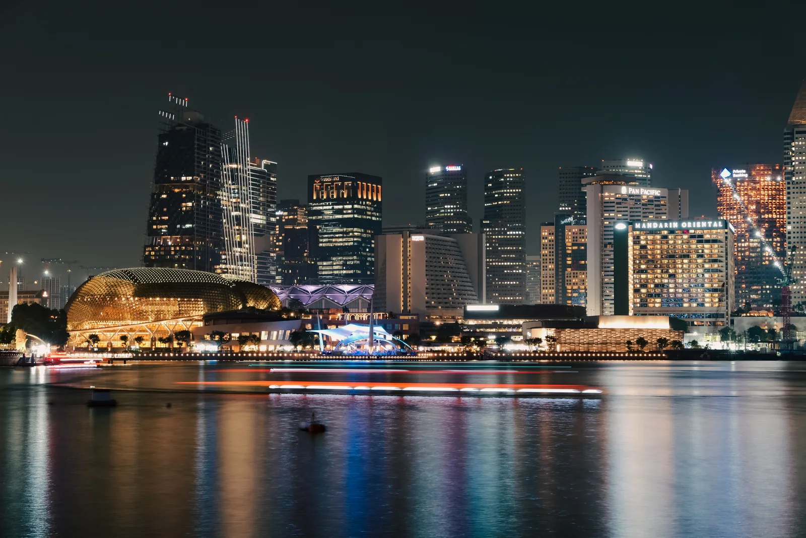 Marina Bay skyline at night, long exposure